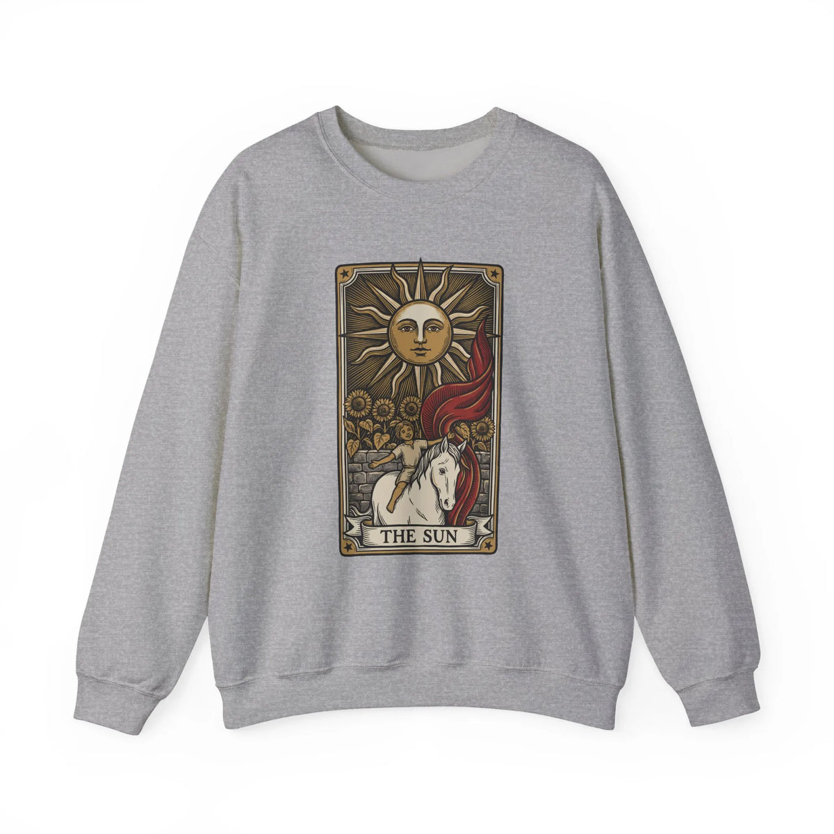 The Sun Tarot Card Sweatshirt - Heavy Blend Fleece Crewneck - Unisex White