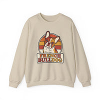 French Bulldog Retro Sunset Sweatshirt - Heavy Blend Classic Fit Crewneck - Unisex White
