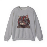 Viking Berserker Cat Graphic Sweatshirt - Heavy Blend Fleece Crewneck - Unisex White