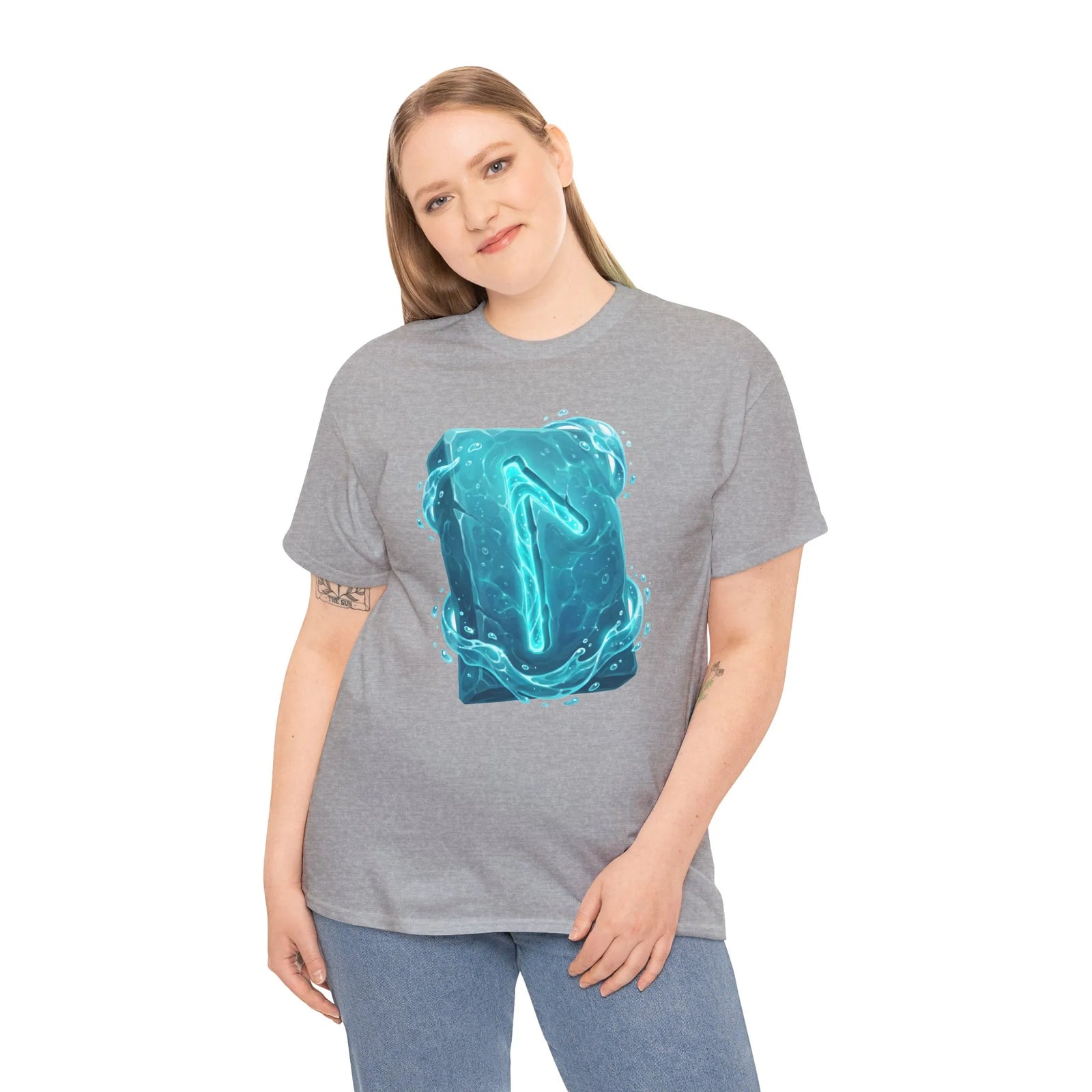 Laguz Water Rune Intuition Graphic T-Shirt - Heavy Cotton Classic Fit Tee - Unisex White