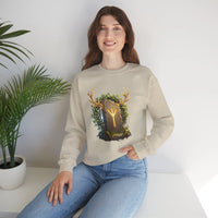 Elhaz Rune Antler Graphic Sweatshirt - Heavy Blend Fleece Crewneck - Unisex White