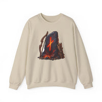 Nauthiz Rune Need-Fire Graphic Sweatshirt - Heavy Blend Crewneck Fleece - Unisex White