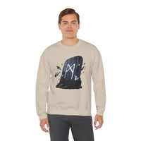 Mannaz Rune Stone Graphic Sweatshirt - Heavy Blend Crewneck Pullover - Unisex Off White