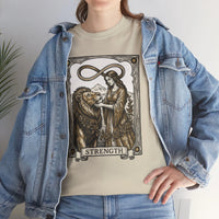 Tarot Strength Card Graphic T-Shirt - Heavy Cotton Classic Fit Crewneck - Unisex White