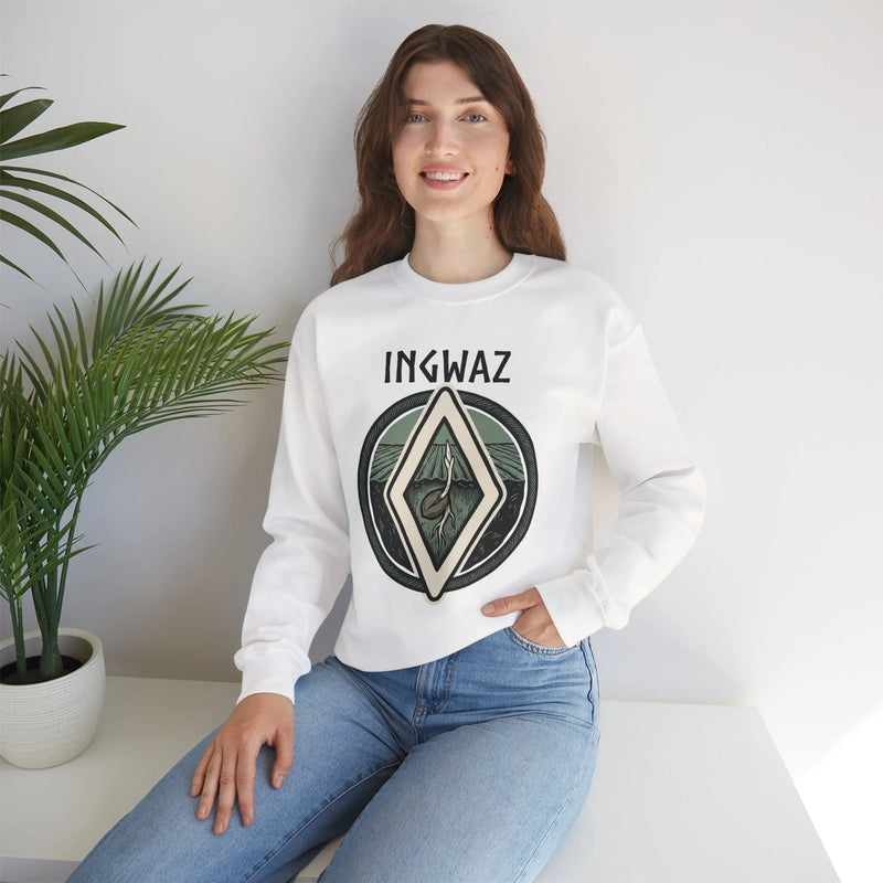 Ingwaz Rune Seed Potential Sweatshirt - Classic Fit Heavy Blend Crewneck - Unisex Ash
