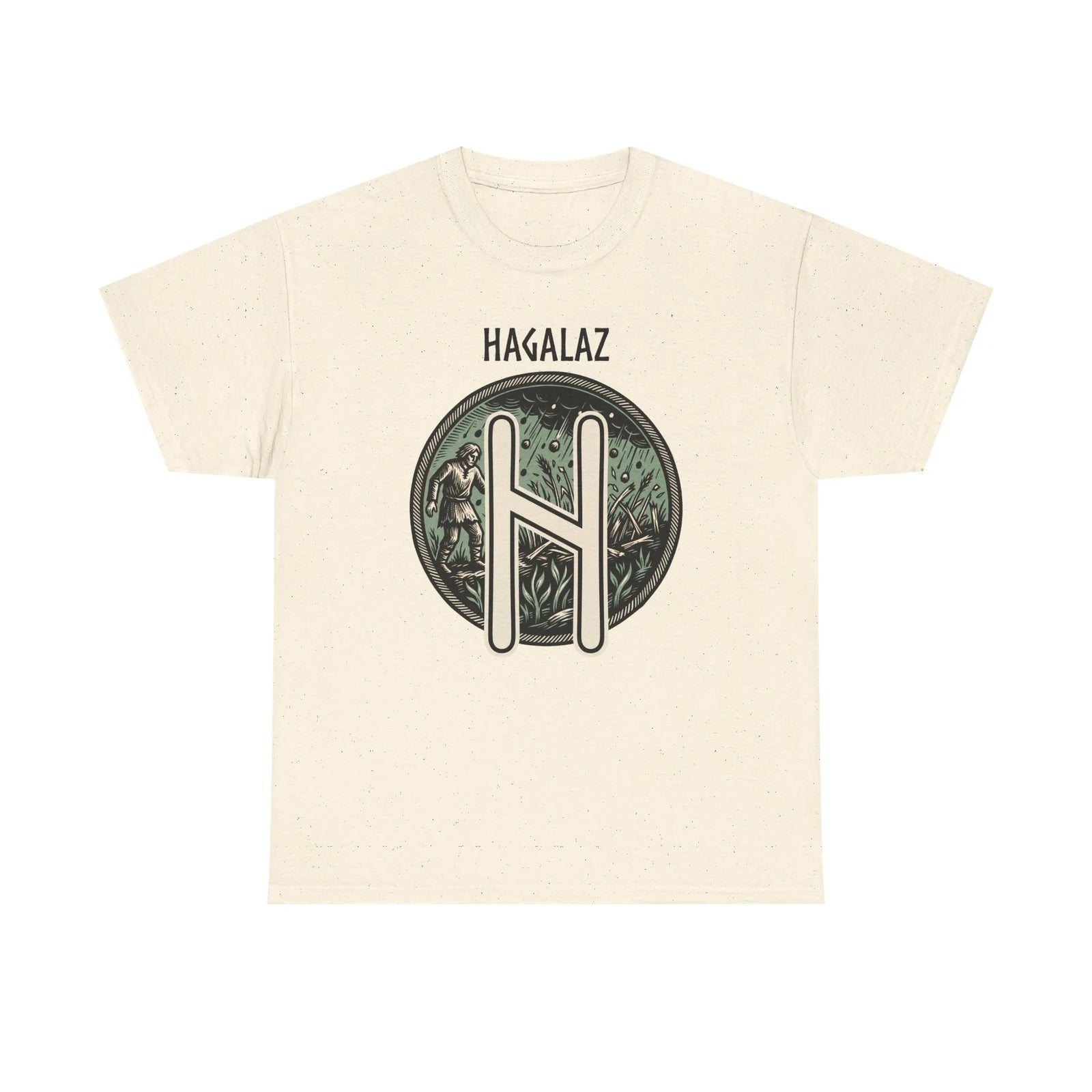 Hagalaz Rune Nordic Graphic T-Shirt - Heavy Cotton Classic Fit Tee - Unisex White