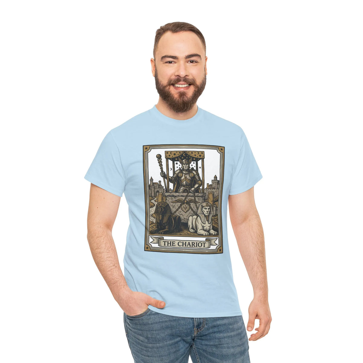 The Chariot Tarot Card T-Shirt - Heavy Cotton Classic Fit Tee - Unisex White
