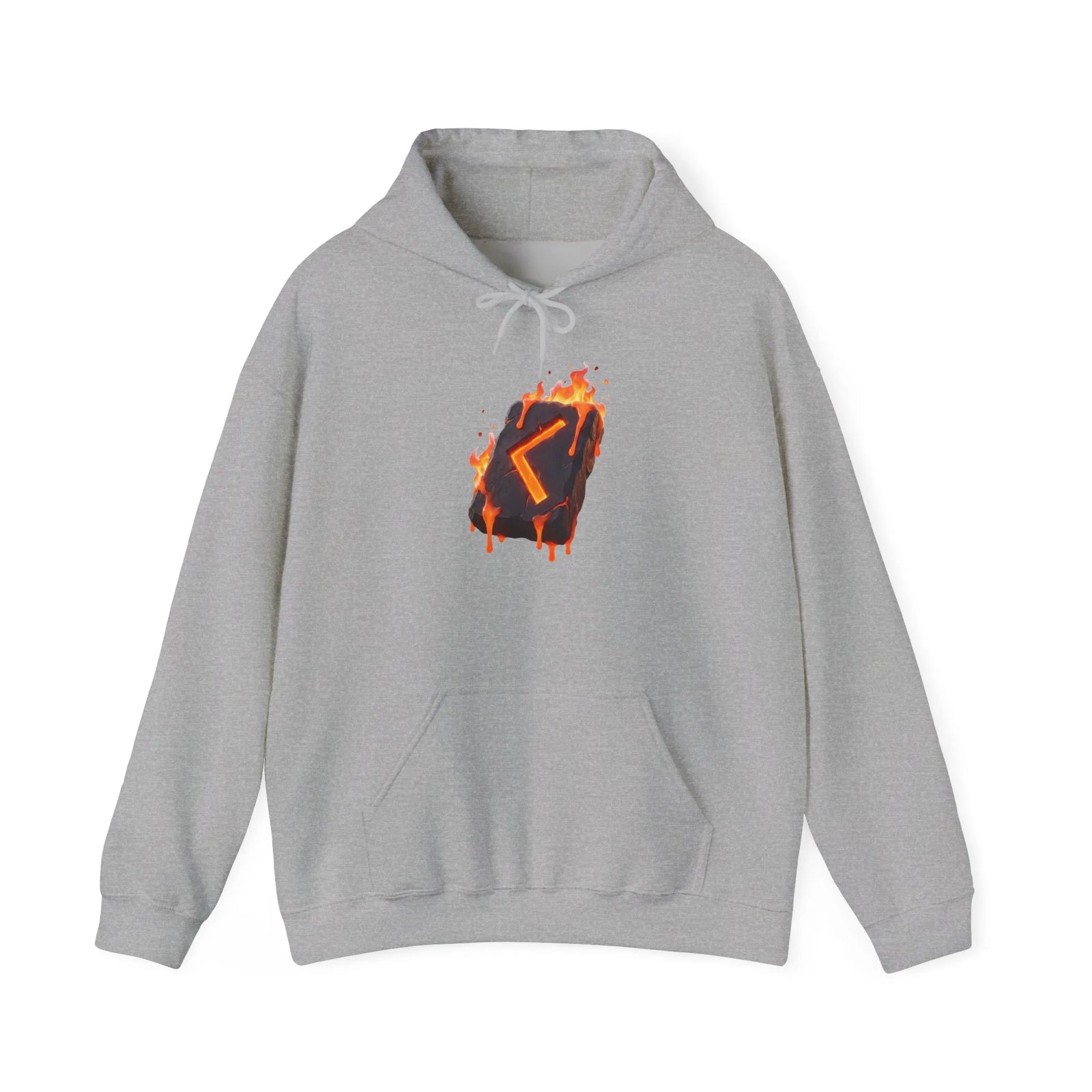 Kenaz Rune Torch Flame Hoodie - Soft Fleece Pullover Hoodie - Unisex White