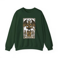 Devil Tarot Card Graphic Sweatshirt - Heavy Blend Fleece Crewneck - Unisex White