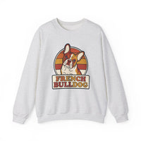 French Bulldog Retro Sunset Sweatshirt - Heavy Blend Classic Fit Crewneck - Unisex White