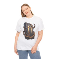 Uruz Rune Wild Ox Strength T-Shirt - Heavy Cotton Classic Fit Tee - Unisex White