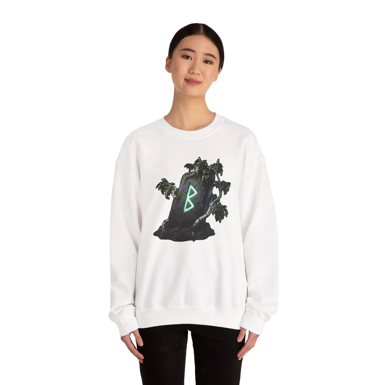Berkana Rune Birch Tree Sweatshirt - Heavy Blend Crewneck - Unisex White