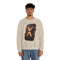 Gebo Rune Stone Graphic Sweatshirt - Medium Heavy Fleece Crewneck - Unisex White