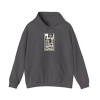 Death Tarot Card Graphic Hoodie - Medium-Heavy Cotton-Poly Blend Pullover - Unisex White