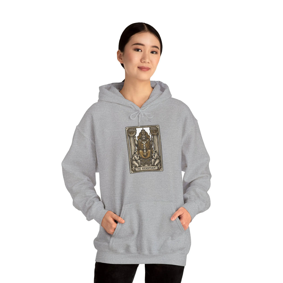 The Hierophant Tarot Card Hoodie - Heavyweight Fleece Pullover - Unisex White