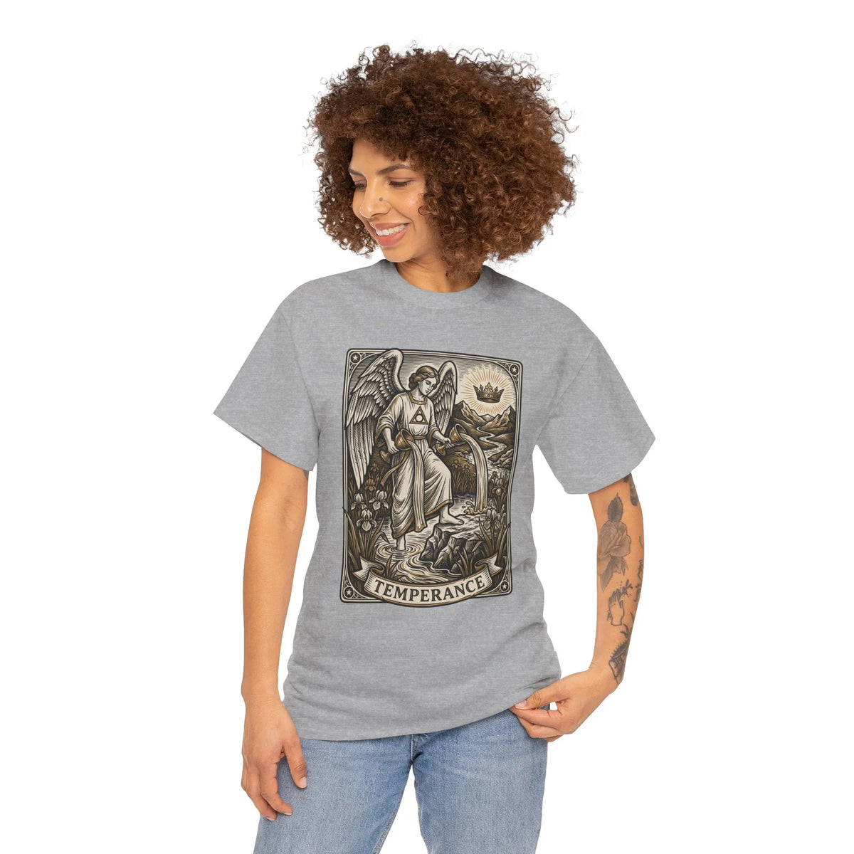 Temperance Angel Tarot Card T-Shirt - Heavy Cotton Classic Fit Tee - Unisex White