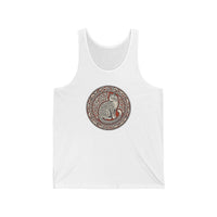 Freyja's Knotwork Cat Tank Top - Lightweight Cotton Jersey Retail Fit - Unisex White