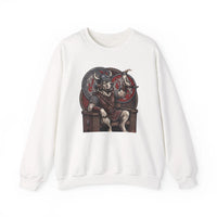 Viking Berserker Dogs Graphic Sweatshirt - Medium Weight Cotton Poly Crewneck - Unisex White