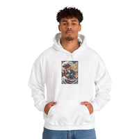 Ronin Wave Samurai Dog Hoodie - Heavy Blend Cotton Poly Fleece - Unisex White