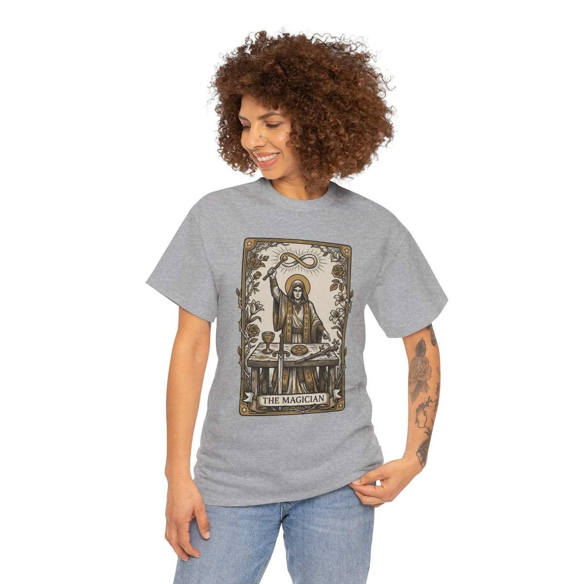 The Magician Tarot Card T-Shirt - Heavyweight 100% Cotton Classic Tee - Unisex White