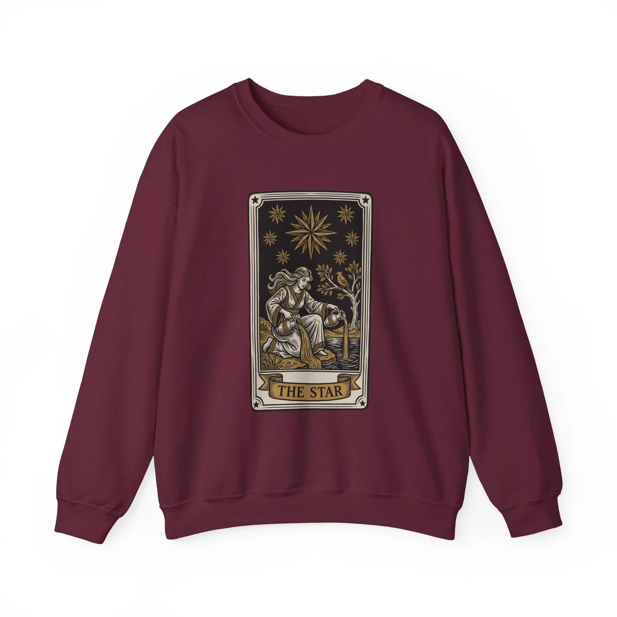 The Star Tarot Card Sweatshirt - 50/50 Cotton Polyester Crewneck - Unisex White