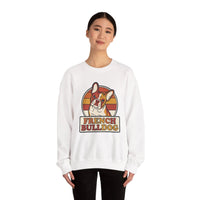 French Bulldog Retro Sunset Sweatshirt - Heavy Blend Classic Fit Crewneck - Unisex White