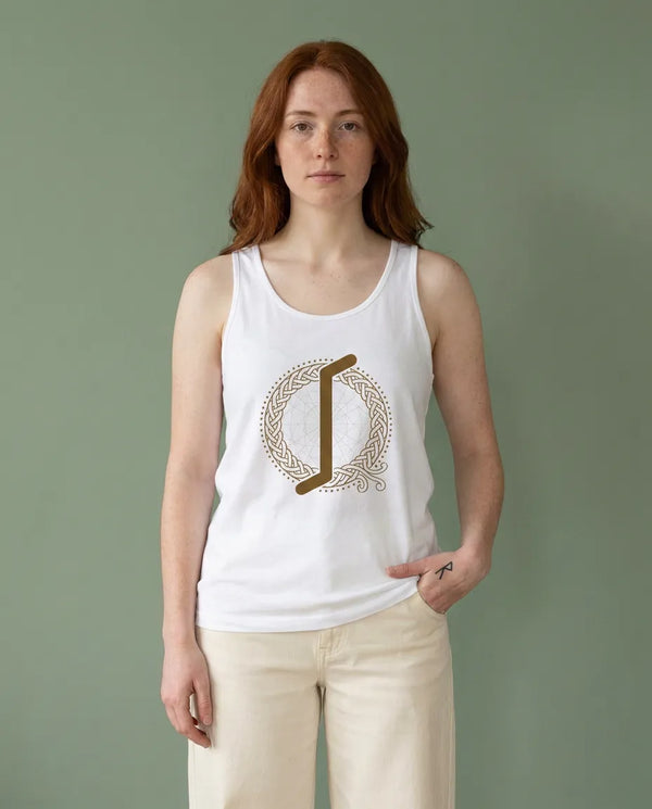 Eihwaz Yggdrasil Rune Tank Top - Lightweight Ring-Spun Cotton - Unisex White