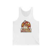 French Bulldog Retro 70s Sunset Tank Top - Lightweight Combed Cotton Tank - Unisex White