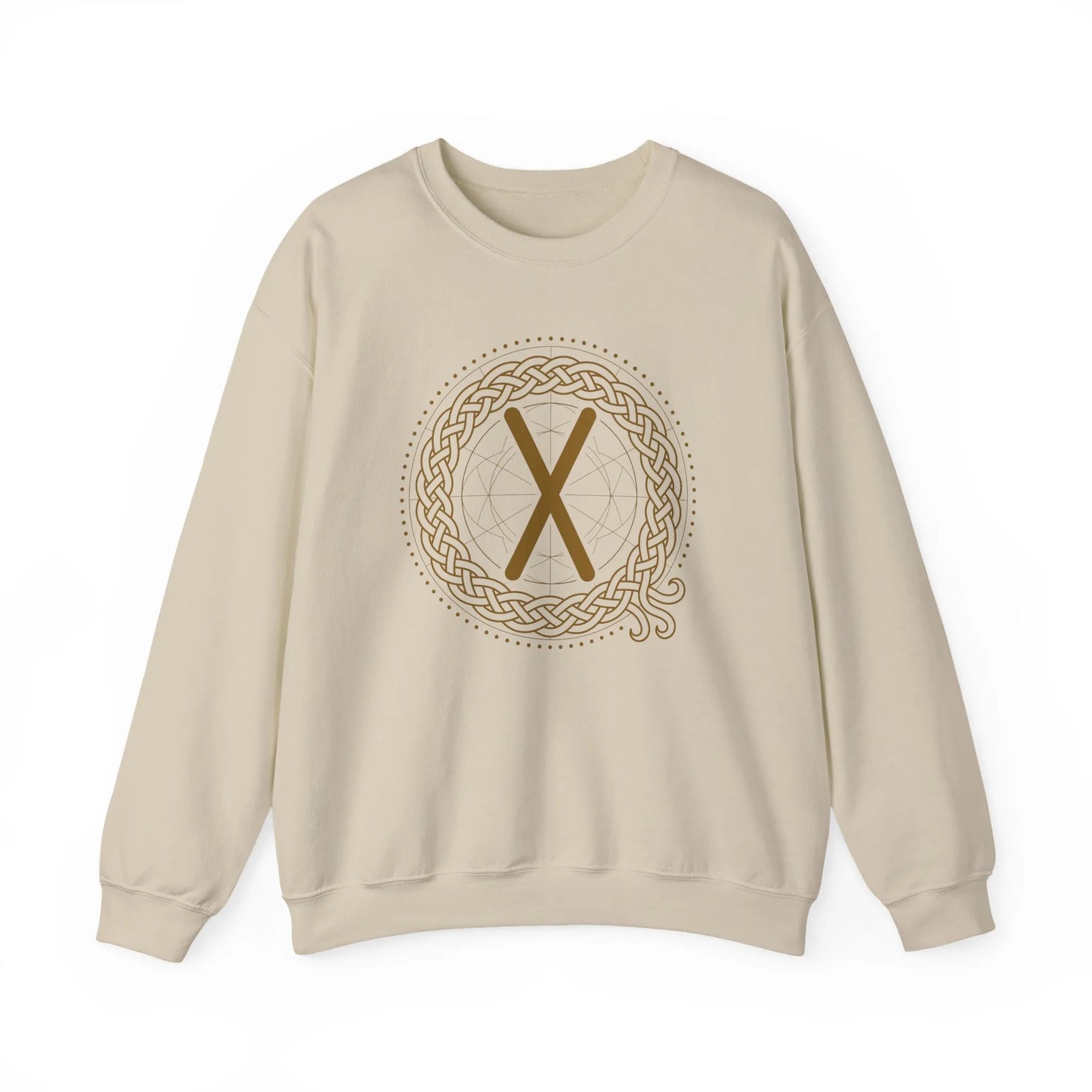 Gebo Rune Celtic Knotwork Sweatshirt - Classic Fit Fleece Crewneck - Unisex White