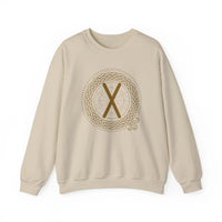 Gebo Rune Celtic Knotwork Sweatshirt - Classic Fit Fleece Crewneck - Unisex White