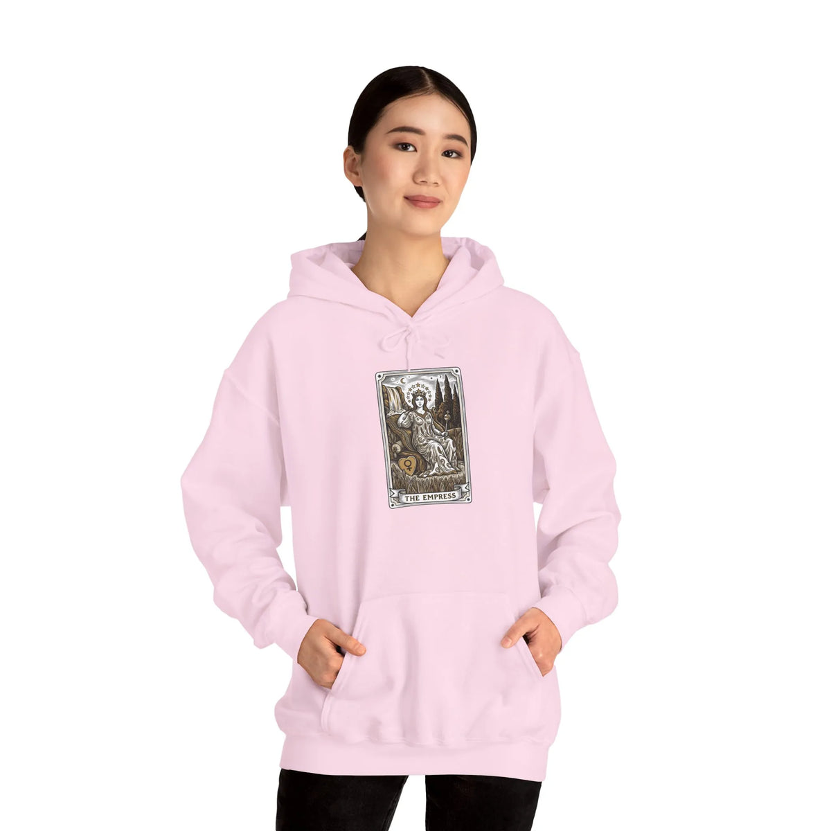 The Empress Tarot Card Hoodie - Heavyweight Cotton Blend Pullover - Unisex Ash