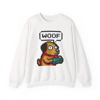 8-Bit Pixel Gaming Dogs Sweatshirt - Heavy Blend Cotton-Poly Crewneck - Unisex White