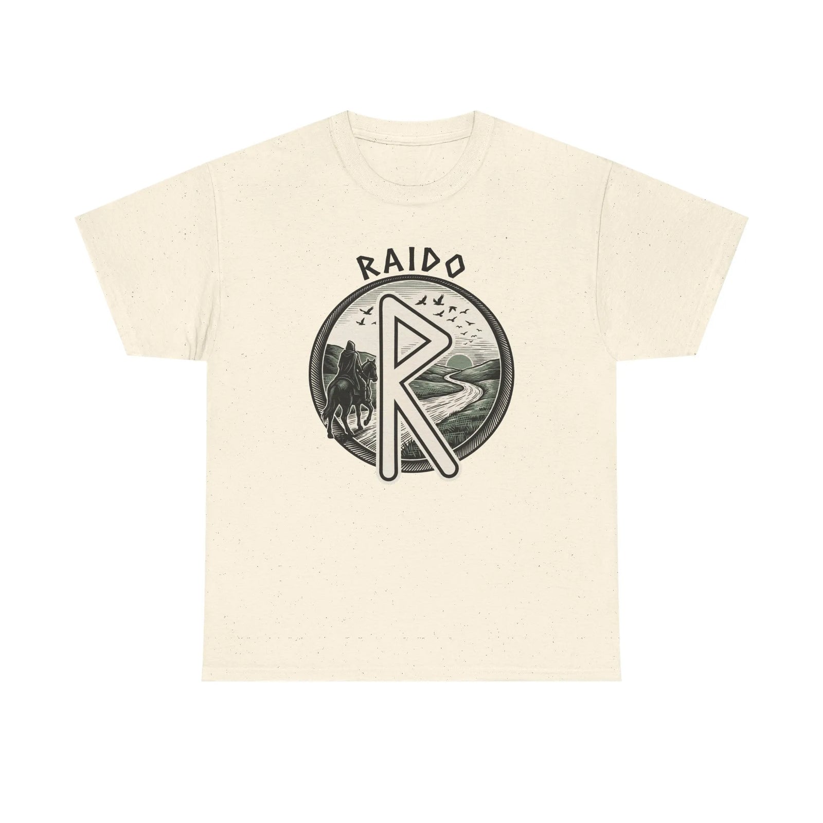 Raido Journey Rune Graphic T-Shirt - Heavy Cotton Classic Fit Tee - Unisex White