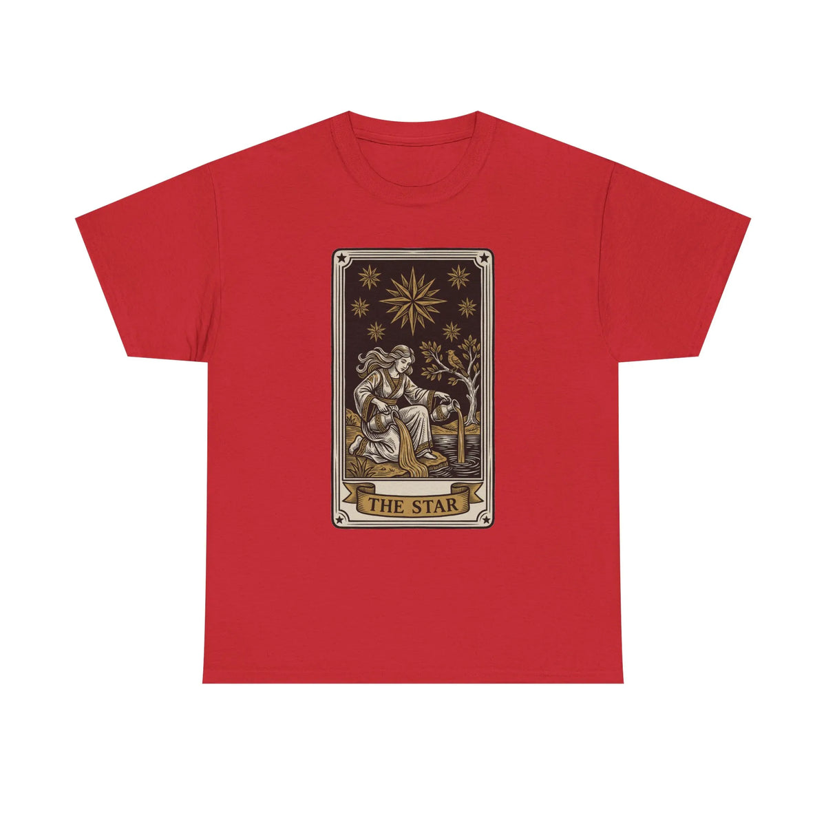 Tarot The Star Card Graphic T-Shirt - Heavy Cotton Classic Fit Tee - Unisex Off White