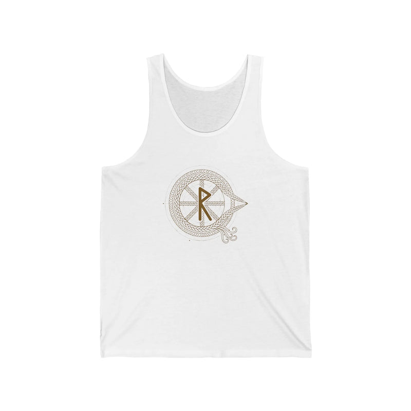 Raido Journey Rune Symbol Tank Top - Soft Airlume Cotton Jersey - Unisex White