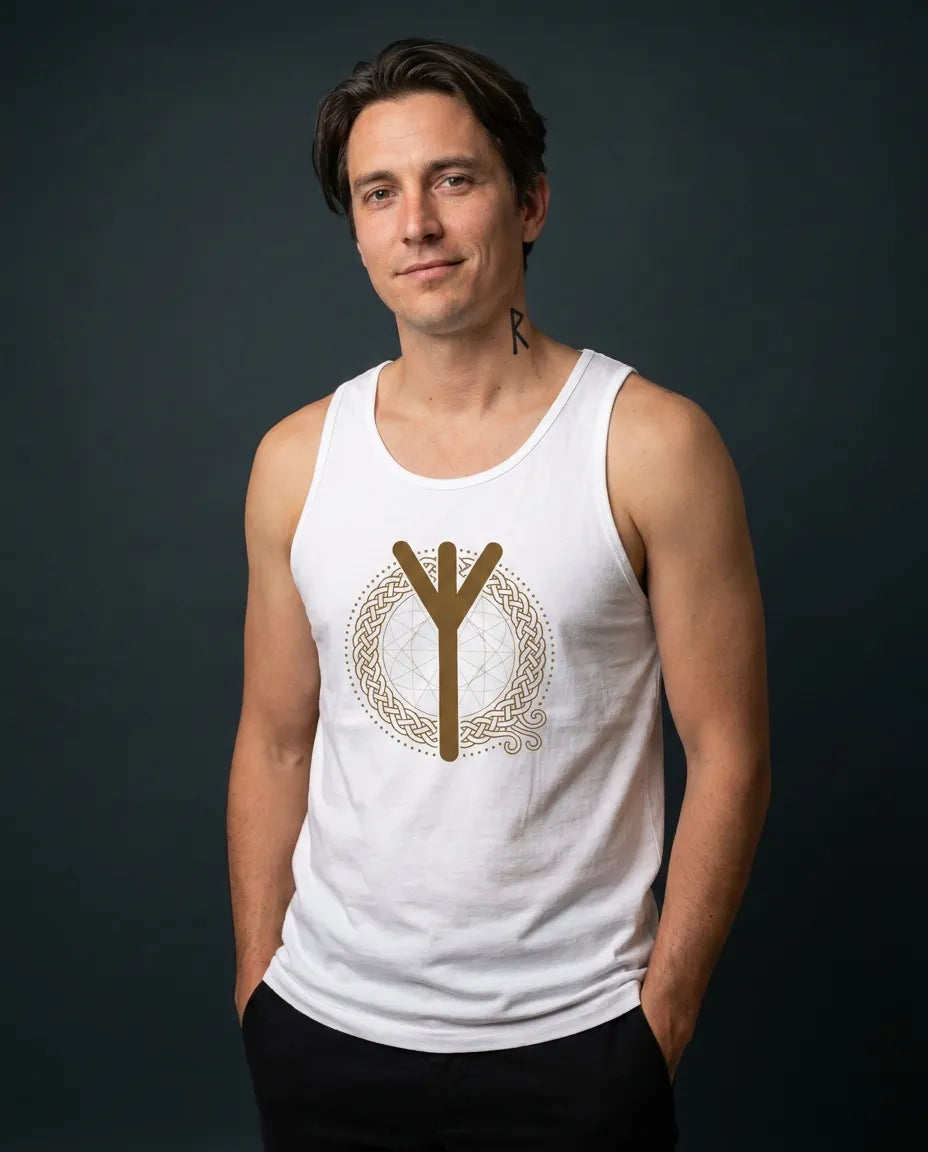 Elhaz Rune Protection Tank Top - Lightweight Ring-Spun Retail Fit - Unisex White