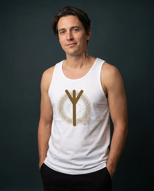 Elhaz Rune Protection Tank Top - Lightweight Ring-Spun Retail Fit - Unisex White