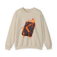 Kenaz Rune Fire Graphic Sweatshirt - Heavy Blend Fleece Crewneck - Unisex White