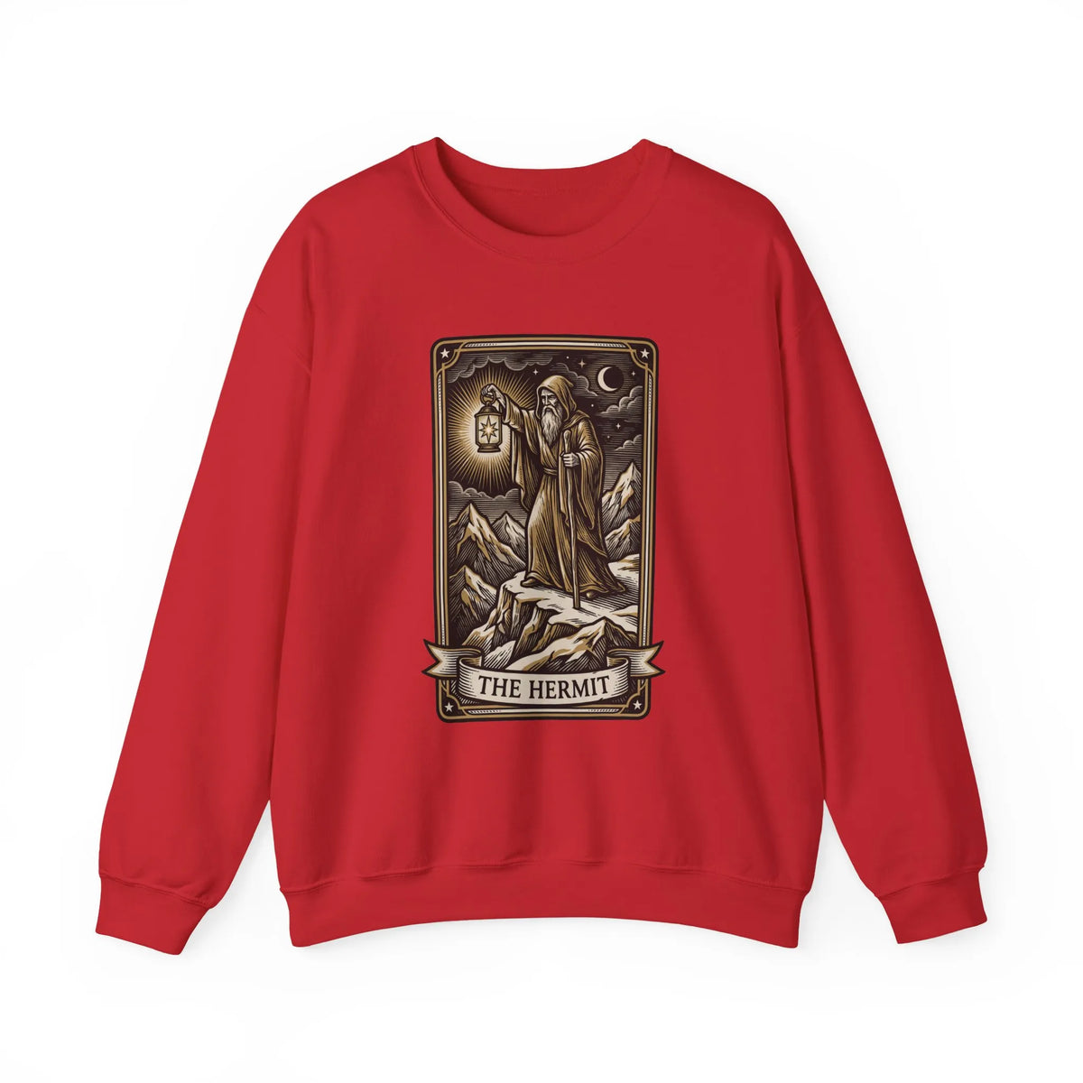 The Hermit Tarot Card Sweatshirt - Heavy Blend Crewneck Fleece - Unisex Off White