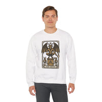 Devil Tarot Card Graphic Sweatshirt - Heavy Blend Fleece Crewneck - Unisex White