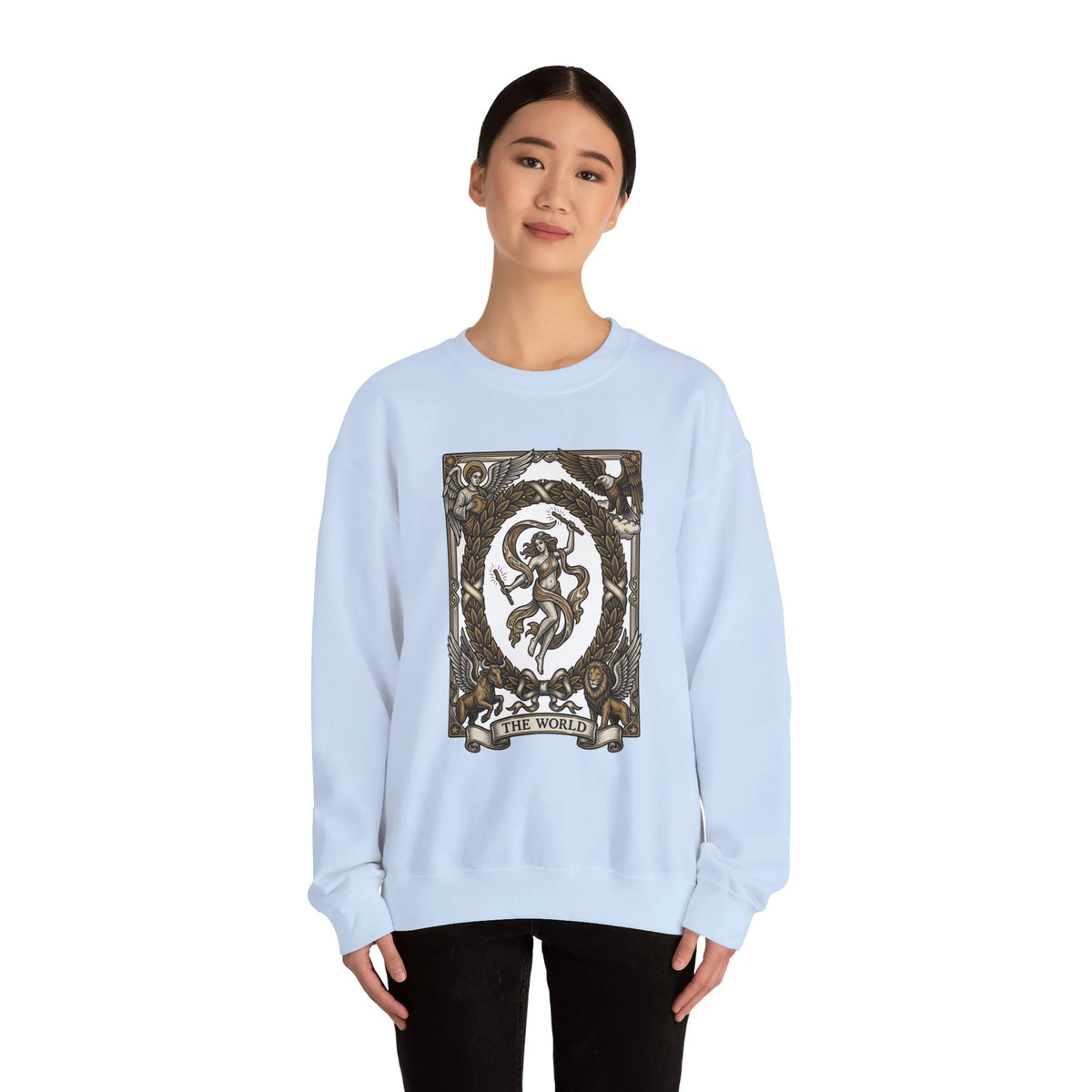 The World Tarot Card Sweatshirt - Heavy Blend Fleece Crewneck - Unisex White