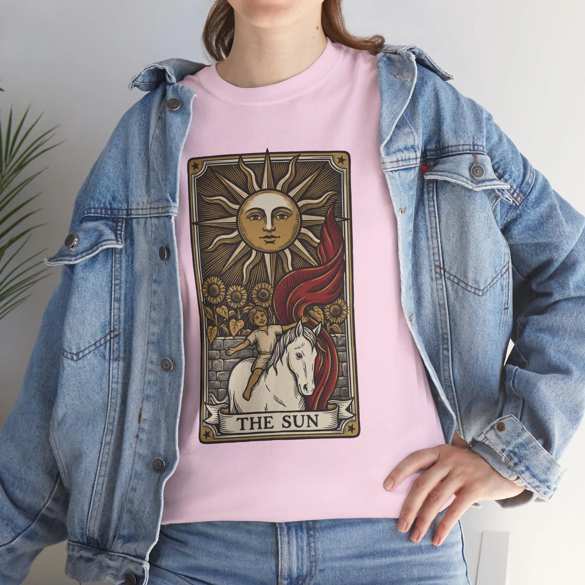 Tarot The Sun Card T-Shirt - Medium Weight 100% Cotton Tee - Unisex White