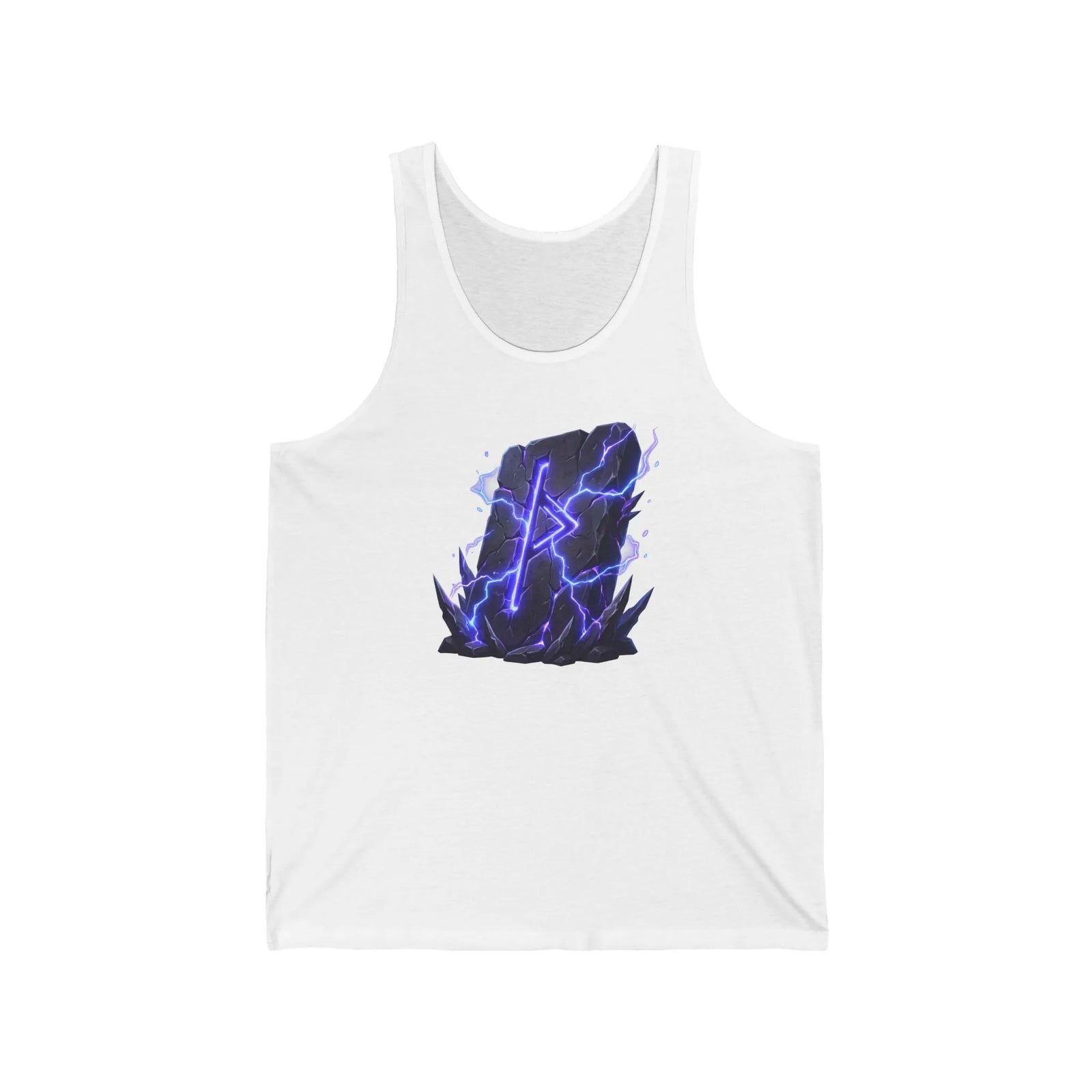 Thurisaz Rune Lightning Graphic Tank Top - Lightweight Ringspun Cotton Retail Fit - Unisex White