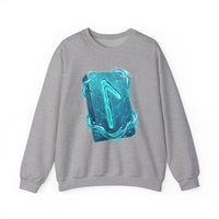Laguz Water Rune Symbol Sweatshirt - Heavy Blend Crewneck Fleece - Unisex Ash Gray