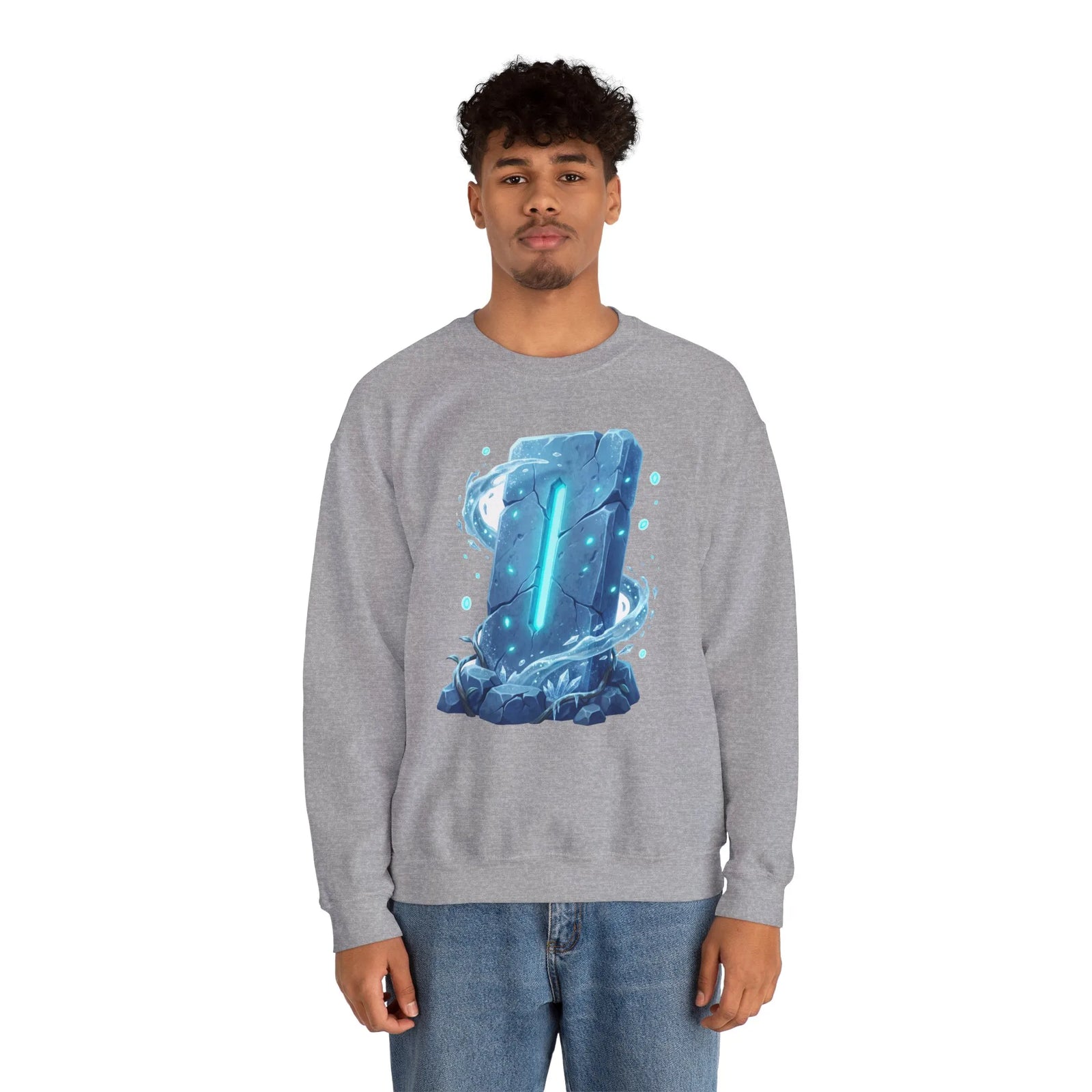 Isa Rune Ice Glacier Sweatshirt - Heavy Blend Fleece Crewneck - Unisex White