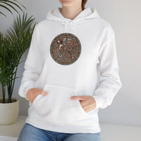 Norse Knotwork Hound Hoodie - Heavyweight Cotton Blend Pullover - Unisex White