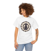 Meditating Dog Sacred Geometry T-Shirt - Heavy Cotton Classic Fit Tee - Unisex White