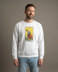 Strength Tarot Card Sweatshirt - Heavy Blend Crewneck Fleece - Unisex White