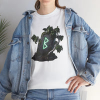 Berkana Rune Birch Tree Graphic T-Shirt - Heavy Cotton Classic Fit Tee - Unisex White