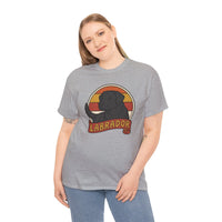 Labrador Retro 70s Sunset T-Shirt - Heavy Cotton Classic Fit Tee - Unisex White